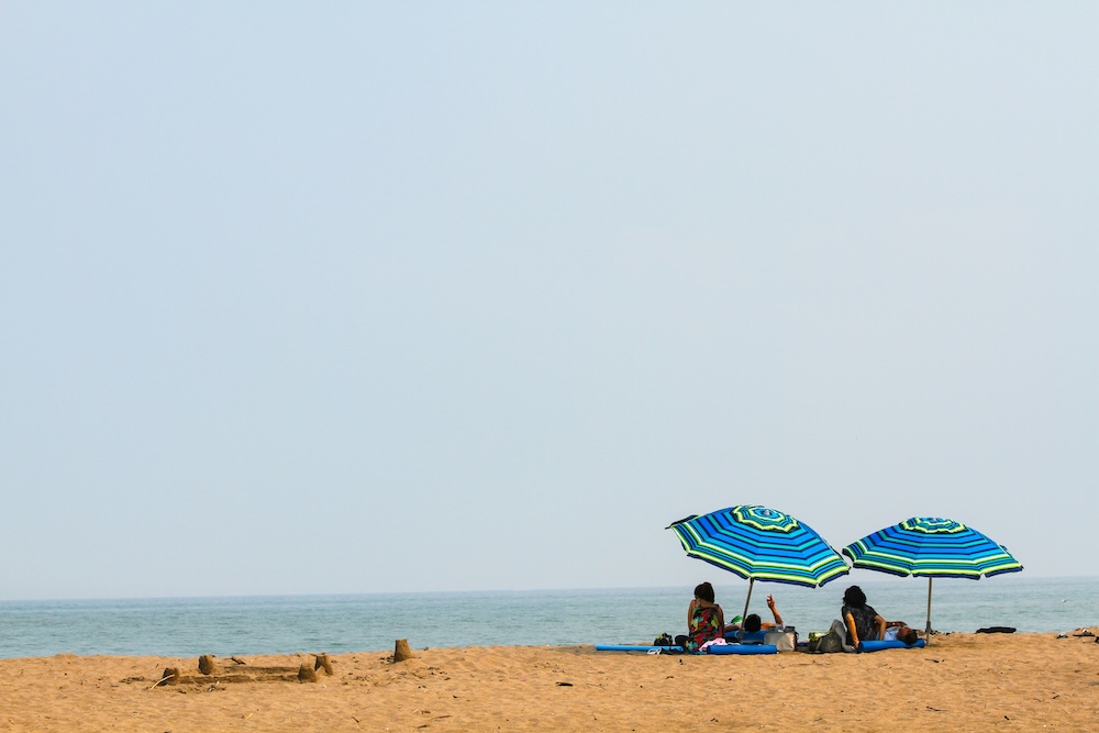 Women on a beach. 