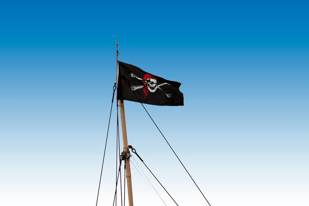 Pirate flag on a pirate ship