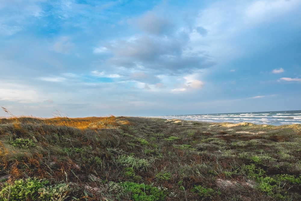Sunrise and sunset along the dunes of Mustang Island on the Texas Coast